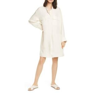 VINCE Ecru Utility Cream Shirt Dress. Xsmall